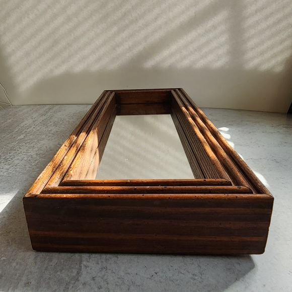 Vtg Wood mirror - Picture 4 of 13